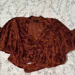 Vici Red Brown Floral Women's Top